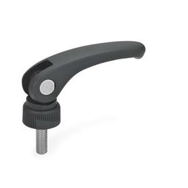 GN 926.1 Clamping Levers with Eccentrical Cam, Plastic, Threaded Stud Stainless Steel Type: A - With adjustable contact plate