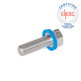 GN 1581 Viti, acciaio INOX, testa a profilo basso, Hygienic Design Finitura: PL - Finitura lucida (Ra < 0,8 µm)<br />Materiale (anello di tenuta): E - EPDM