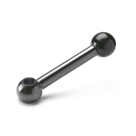 2Stk.Duroplast Kugelknopf M16 Innengewinde Maschine Griff 45mm Schwarz 