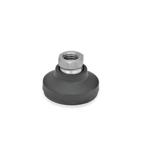 GN 343.7 Leveling Feet, Foot Plastic, Internal Thread Stainless Steel Type: G - With rubber pad