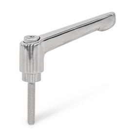GN 300.6 Adjustable Hand Levers, Stainless Steel , Polished, with Threaded Stud Type: IS - With internal hexalobular