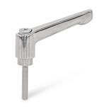 Adjustable Stainless Steel Hand Levers, with Threaded Stud, Polished