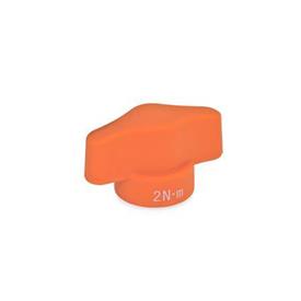 GN 5320 Écrous papillon à limiteur de couple Couleur: OR - orange, finition mat