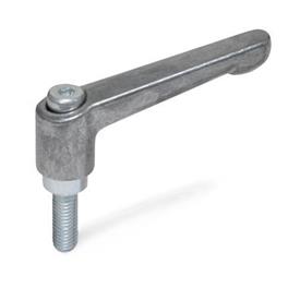 GN 300.2 Adjustable Hand Levers, Zinc Die Casting, with Threaded Stud Steel Zinc Plated Color: RH - Uncoated