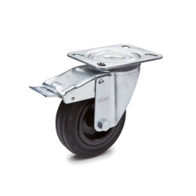 GN 22873 Medium Duty Casters, Wheel Tread Rubber, Wheel Core Polypropylene, Light Version Bearing type: G - Friction bearing<br />Type (bracket): LF - Swivel bracket with mounting plate, with total lock brake<br />Coding: L - Light version<br />Material (bracket): ST - Steel sheet metal