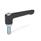 GN 302.2 Flat Adjustable Hand Levers, Zinc Die Casting, Threaded Stud Steel Zinc Plated Color: SW - Black, RAL 9005, textured finish