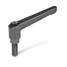 GN 300 Verstellbare Klemmhebel, Zink-Druckguss, Schraube Stahl brüniert Farbe: SZ - schwarz, RAL 9005, seidenglanz
