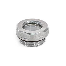 GN 743.10 Visores de nivel de aceite, acero inoxidable AISI 316L, resistentes a temperaturas de hasta 180 °C Tipo: B - sin reflector