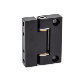 GN 7580 Precision Hinges, Hinge Leaf Aluminum, Bearing Bushings Bronze, Used as Joint Finish: ALS - Anodized, black<br />Inner leaf type: C - Radial fastening with cylindrical recess<br />Outer leaf type: A - Tangential fastening with cylindrical recess