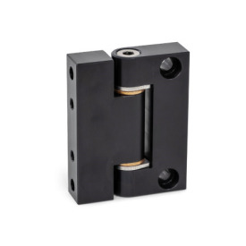 GN 7580 Precision Hinges, Hinge Leaf Aluminum, Bearing Bushings Bronze, Used as Joint Finish: ALS - Anodized black<br />Inner leaf type: C - Radial fastening with cylindrical recess<br />Outer leaf type: A - Tangential fastening with cylindrical recess