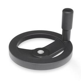 GN 324 Volants à bras, finition plastique noir Code d'alésage: B - sans rainure de clavette<br />Type: R - avec poignée tournante
