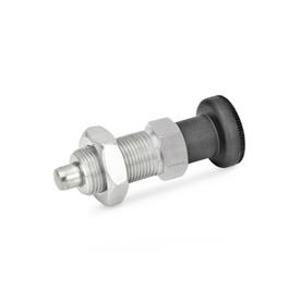 GN 617 Indexing Plungers, Stainless Steel / Plastic Knob Material: NI - Stainless steel<br />Type: AK - With knob, with lock nut