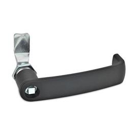 GN 115.7 Latches with Cabinet U-Handle Type: VK8 - With square spindle<br />Finish: SW - Black, RAL 9005, textured finish