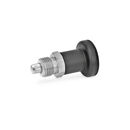 GN 607 Indexing Plungers, Stainless Steel / Plastic Knob Material: NI - Stainless steel
Type: A - Without lock nut