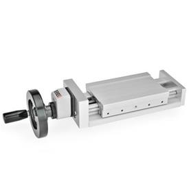 GN 900 Adjustable Slide Units, Aluminum Identification no.: 1 - Without adjustable handle<br />Type: HN - with handwheel and digital position indicator GN 954, Type AN