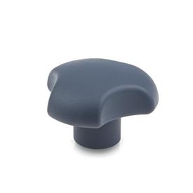 GN 5342 Boutons Tristar, plastique, détectable, conforme FDA, douille inox Matériau/Finition: MDB - visible par détecteur, bleu, RAL 5001, finition mat