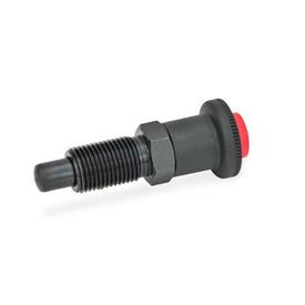 GN 414 Indexing Plungers with Safety Lock, Unlocking with Push-Button Material: ST - Steel<br />Type: A - Without lock nut