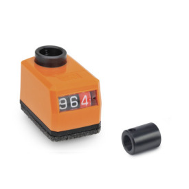 GN 9534 Position Indicators, for Configurable Profile Linear Actuators, Mechanical Counter Installation position: R - on the chamfer, below<br />Color: O - Orange, RAL 2004