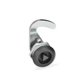 GN 115.8 Hook-Type Latches, Operation with Key Finish locating ring: SW - Black, RAL 9005, textured finish<br />Type: DK - With triangular spindle<br />Identification no.: 1 - Without latch bracket