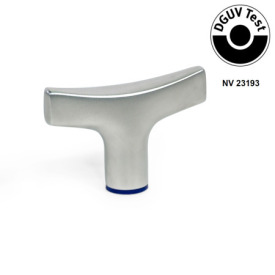 GN 5064 Manillas en T, acero inoxidable, diseño higiénico Acabado: MT - Mate (Ra < 0.8 µm)<br />Material (anillo de sellado): H - Caucho butadieno acrilonitrilo hidrogenado