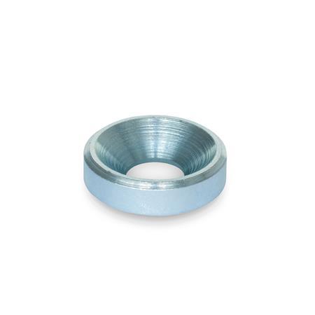 GN 6341 Washers, Steel Finish: ZB - Zinc plated, blue passivated
Type: B - With Bore for Countersunk Screw