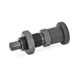 GN 817 Indexing Plungers, Steel / Plastic Knob Type: BK - Without rest position, with lock nut
