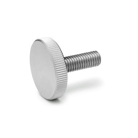 Manopole zigrinate piatte DIN 653: Acciaio INOX, tipo piatto