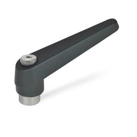 GN 101.1 Adjustable Hand Levers, Zinc Die Casting, Bushing Stainless Steel Color: SW - Black, RAL 9005, textured finish