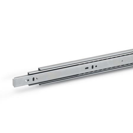 Glissières télescopiques en inox GN 1450: Inox, avec coulisse à sortie totale, capacité de charge jusqu'à 480 N