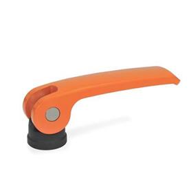 GN 927.4 Clamping Levers with Eccentrical Cam with Internal Thread, Lever Zinc Die Casting Type: B - Plastic contact plate without setting nut<br />Color: O - Orange, RAL 2004