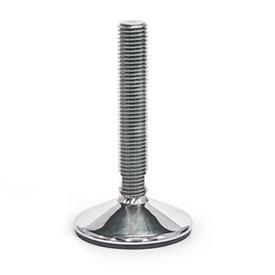 GN 17 Leveling Feet, Stainless Steel AISI 304, FDA compliant Versions of threaded studs: T - Without nut, wrench flat at the bottom