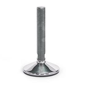 GN 17 Pieds de machine, inox AISI 304, conformes aux normes de la FDA De type goujon fileté: T - sans écrou, clé plate en bas
