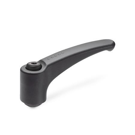 Adjustable Hand Levers GN 604: Plastic, Insert Steel, with Threaded Insert / Reamed Hole