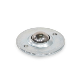 GN 509.8 Elementi di scorrimento a sfera, corpo di contenimento in lamiera d'acciaio, con flangia di montaggio Materiale corpo di contenimento: S - Lamiera d'acciaio<br />Materiale sfera di carico: NI - Acciaio INOX