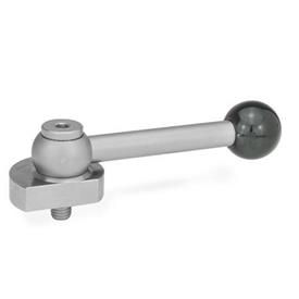 GN 918.5 Eccentric Cams, Stainless Steel, Radial Clamping, with Threaded Bolt Type: GV - With ball lever, straight (serration)<br />Clamping direction: R - By clockwise rotation (drawn version)
