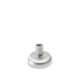 GN 31 Stainless Steel Leveling Feet with Rubber Pad Type (Base): B4 - Matte shot-blasted, rubber vulcanized, white<br />Version (Screw): X - External hexagon with internal thread