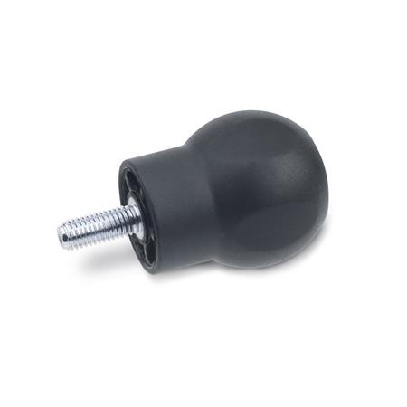 GN 675 Ball Handles with threaded stud, Plastic, Softline 