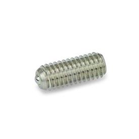 GN 615.9 Stainless Steel Spring Plungers, Ball with Friction Bearing, with Internal Hex Type: KN - Stainless steel, standard spring load