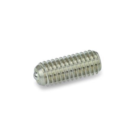 GN 615.9 Stainless Steel Spring Plungers, Ball with Friction Bearing, with Internal Hex Type: KN - Stainless steel, standard spring load