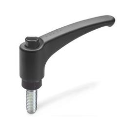 GN 603 Adjustable Hand Levers, Plastic, Threaded Stud Steel Color (Releasing button): DSG - Black-gray, RAL 7021, shiny