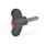 GN 633.10 Vis papillon, plastique, goujon fileté inox, pivot en plastique Couleur du capuchon: DRT - rouge, RAL 3000, finition mat