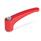 GN 602.1 Verstellbare Klemmhebel, Zink-Druckguss, Einsatz Edelstahl, mit Innengewinde / Passbohrung Farbe: RS - rot, RAL 3000, strukturmatt