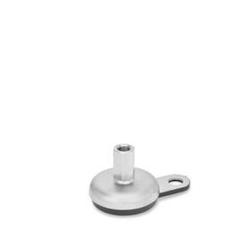 GN 33 Stainless Steel Leveling Feet, with Rubber Pad, with Mounting Flange Form: B1 - Matte shot-blasted, rubber inlaid, black<br />Version (Screw): X - External hexagon with internal thread