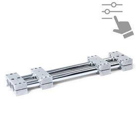GN 4930 Double Tube Linear Actuators, Steel / Stainless Steel, with Two Opposing Single Sliders, Configurable 