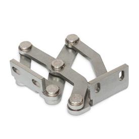 GN 7237 Stainless Steel Multiple-Joint Hinges, Concealed, Opening Angle 180° Type: R - Fixing angle piece right