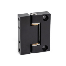 GN 7580 Precision Hinges, Hinge Leaf Aluminum, Bearing Bushings Bronze, Used as Joint Finish: ALS - Anodized, black<br />Inner leaf type: D - Radial fastening with tapped bushings<br />Outer leaf type: A - Tangential fastening with cylindrical recess