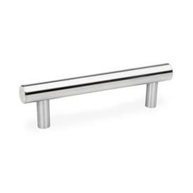 GN 666.5 Tubular Handles, Stainless Steel , Mounting from the Back Type: E - With stainless steel cover cap