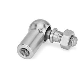 DIN 71802 Stainless Steel Angled Ball Joints Type: CSN - With threaded ball shank with safety catch