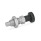 GN 717 Pistoncini di posizionamento a molla in acciaio INOX, con manopola, con e senza posizione di arresto Tipo: BK - Senza posizione di arresto, con controdado
Materiale: NI - Acciaio INOX