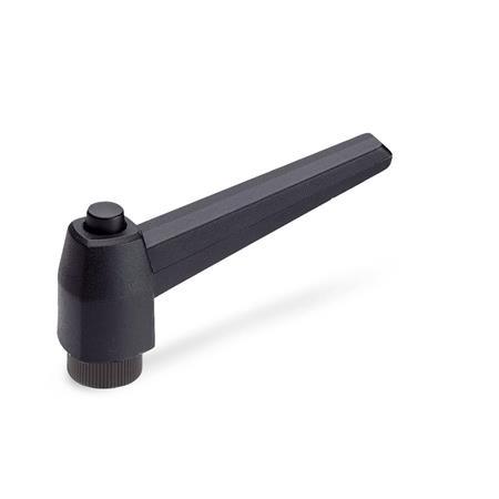 GN 503 Manettes indexables avec bouton de déverrouillage en plastique, douille en laiton 
